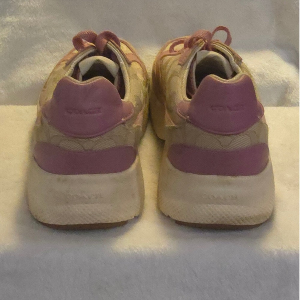 Coach CitySole Runner Pink Signature Monogram Leather Suede Sneakers G5057 9B - Picture 4 of 7